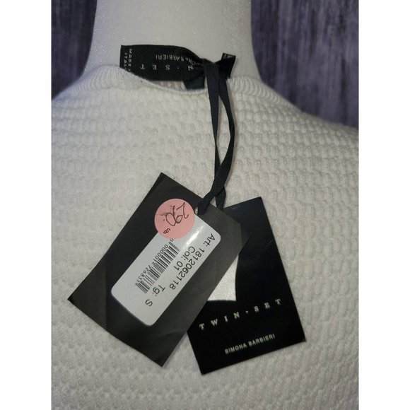 Twin Set Simona Barbieri Italy White Top Sweater Dress Button Up NWT Size Small - Picture 5 of 5